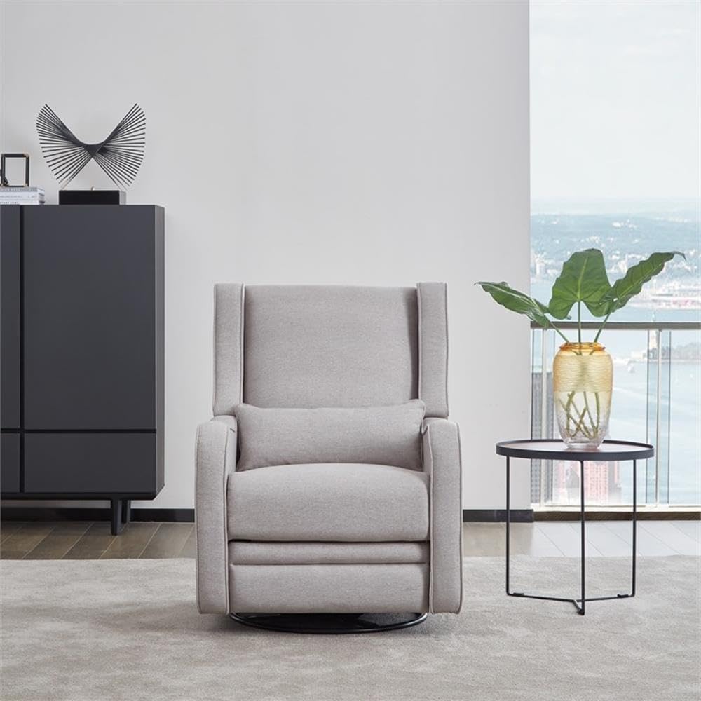 Pemberly Row Premium Fabric Glider Power Recliner Nursery Rocking Chair for Living Room, Kids Room, Rocker Swivel Recliner with USB Port in Pearl River Gray