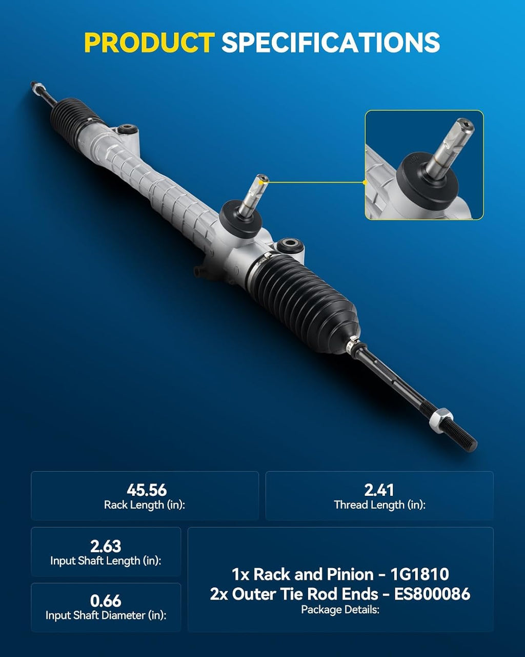 PHILTOP Manual Power Steering Rack & Pinion Kit for 2004-2005 Malibu, 2006-2008 Malibu 2.2/3.5L, 2008-2012 Malibu 2.4L, 2005-2010 Pontiac G6, Aura, with Outer Tie Rod Ends, Replace# 1G-1810