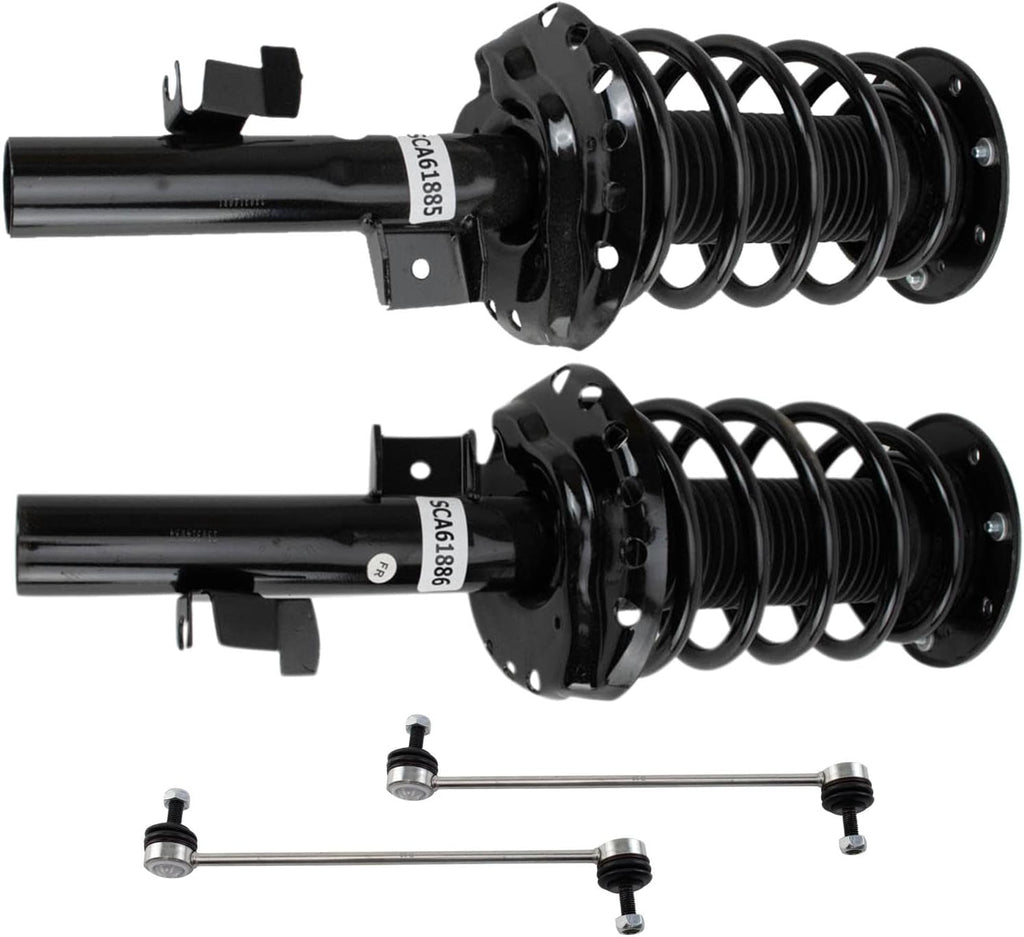 TRQ Front Suspension Kit Complete Strut & Coil Spring Assembly Sway Bar Stabilizer Link Compatible with 2010-2016 Volvo XC60