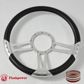 14'' Billet Half Wrap 9 Bolts Steering Wheel with 2'' Dish and Horn Button(Carbon Vinyl)