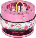 NRG Innovations Gen 2.0 Steering Wheel Quick Release Adapter 6-HOLE with Mounting Bolts, Quick Release - Pink Body/Sakura ring with Prisma Collab, NRG-SRK-200PK-SAKURA