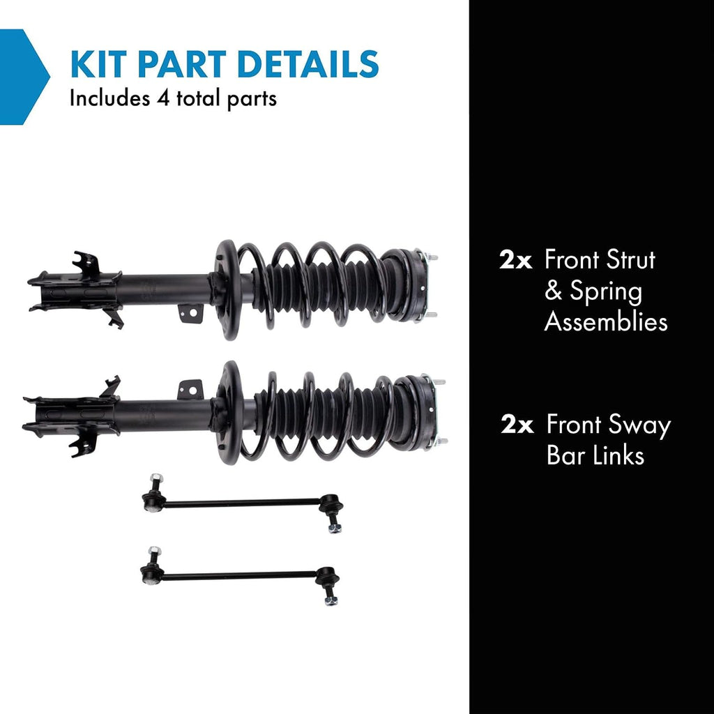 TRQ Front Suspension Kit Complete Strut & Coil Spring Assembly Sway Bar Stabilizer Link Compatible with 2014-2019 Ford Fiesta