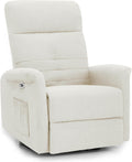 MCombo Power Swivel Glider Recliner Chair, Electric Rocker Recliner Chairs with USB Charging Ports for Living Room and Nursery, Fabric 7763 (Cream White)