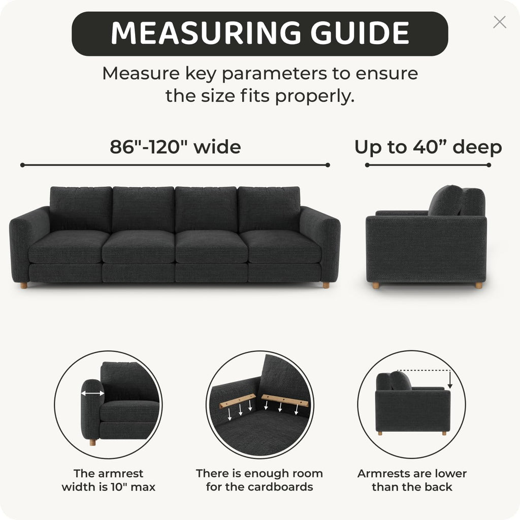 PAULATO BY GA.I.CO. Stretch Sofa Slipcover 1-Piece Elastic Couch Covers for 3-Seater & 4-Seater Sofa Loveseat Armchair Non-Slip Cover Machine Washable Protector – Crisp White (86'-120' Wide)