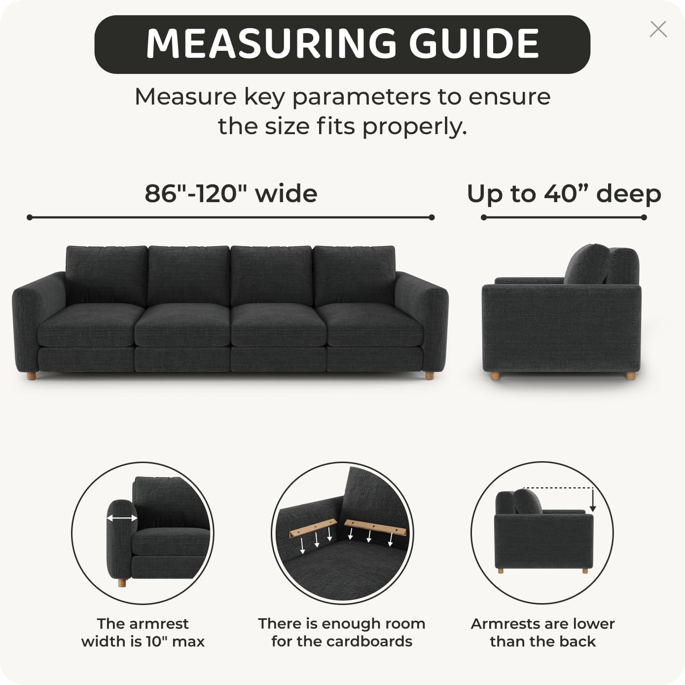 PAULATO BY GA.I.CO. Stretch Sofa Slipcover 1-Piece Elastic Couch Covers for 3-Seater & 4-Seater Sofa Loveseat Armchair Non-Slip Cover Machine Washable Protector – Crisp White (86'-120' Wide)