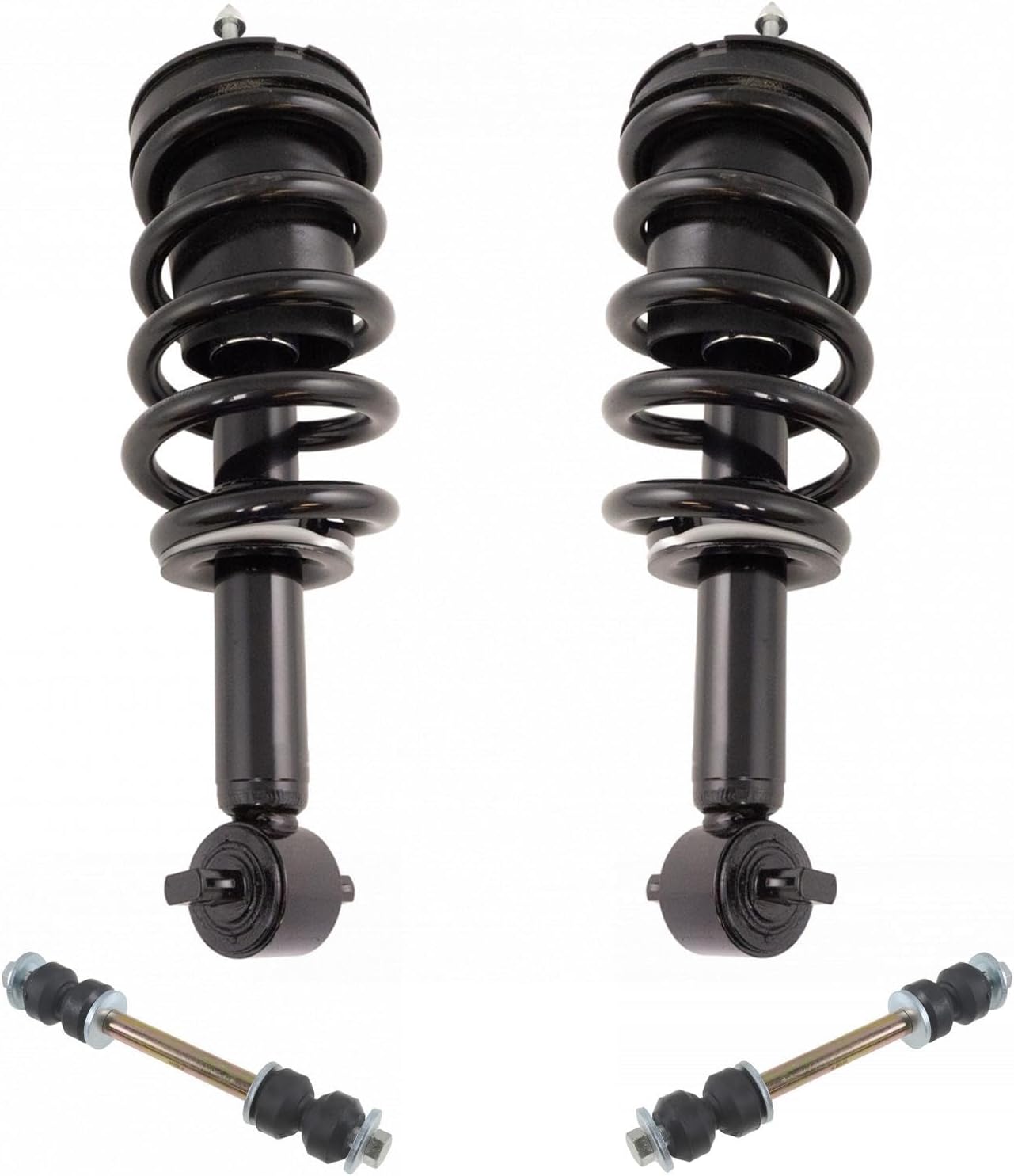 TRQ Front Suspension Kit Shock & Spring Strut Assembly Sway Bar Stabilizer Link Compatible with 07-14 Cadillac 07-20 Chevrolet GMC
