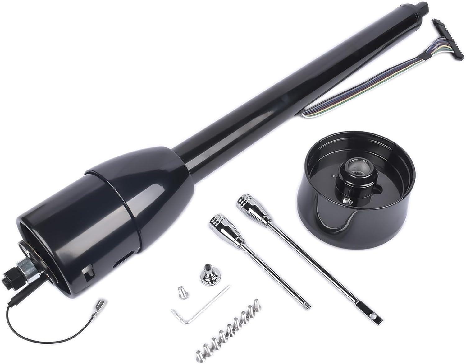 30'' Manual Tilt Steering Column w/ 9 Hole Wheel Adapter No Key Black Without Ignition Switch Stainless Steel