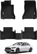 3W Floor Mats for Benz C-Class 2022-2026 C300/C43 AMG/C63 AMG S/C63 AMG S E (Sedan Only), TPE All Weather Custom Fit Floor Liner for Benz C Class, 1st & 2nd Row Car Mats, Black