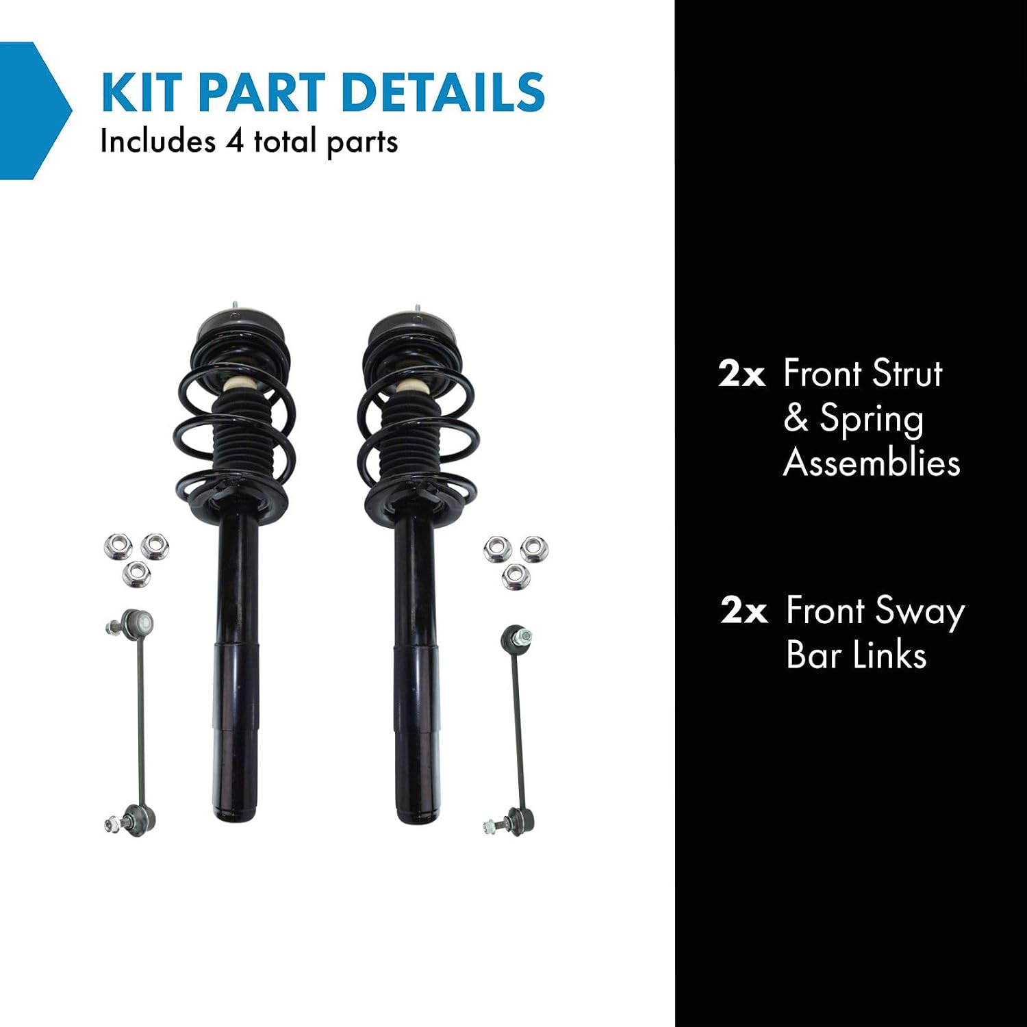TRQ Front Suspension Kit Complete Strut & Coil Spring Assembly Sway Bar Stabilizer Link Compatible with 2001-2003 BMW 525i 1997-2000 528i 530i
