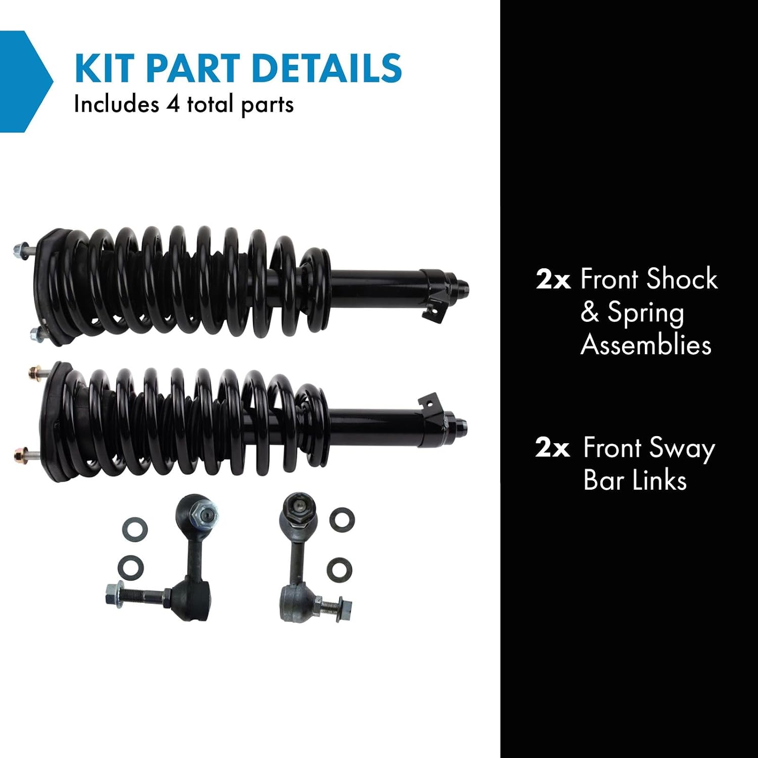 TRQ Front Suspension Kit Shock & Spring Strut Assembly Sway Bar Stabilizer Link Compatible with 2009-2017 Lexus LS460 2008-2016 LS600h