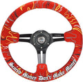 NRG Innovations NRG-RST-018MB-RLR Reinforced Steering Wheel, 3' Deep, 5 mm Black Spoke with Slit Spokes, Red Alcantara, Red Stitching