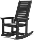 GREENVINES Oversized Rocking Chair, All Weather Resistant Outdoor Indoor Fade-Resistant Patio Rocker Chair，Stable Durable Smooth Rocking, Comfortable Easy to Maintain, Load Bearing 350 lbs (Black)