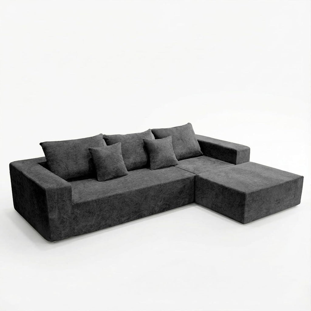 Sytopia 109' L-Shaped Cloud Couch, Boneless Modular Sectional Sofa with Deep Seat for Living Room Bedroom, Modern Floor Couch Chenille, Comfy Sleeper Futon Sofa Bed 40D Foam Furniture, Left Facing