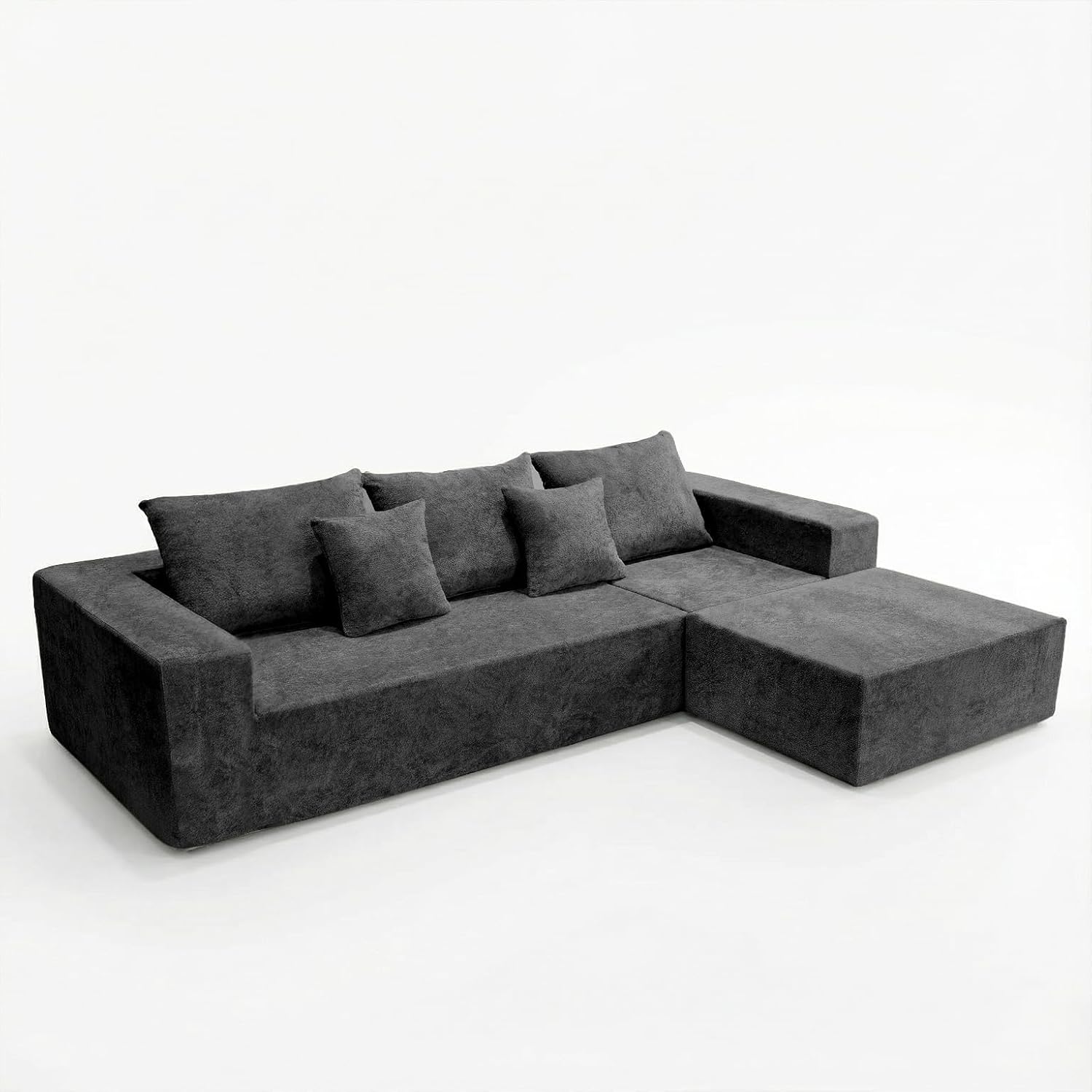 Sytopia 109' L-Shaped Cloud Couch, Boneless Modular Sectional Sofa with Deep Seat for Living Room Bedroom, Modern Floor Couch Chenille, Comfy Sleeper Futon Sofa Bed 40D Foam Furniture, Left Facing