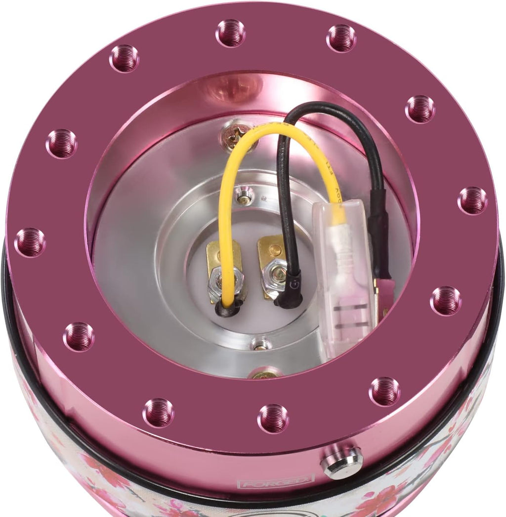 NRG Innovations Gen 2.0 Steering Wheel Quick Release Adapter 6-HOLE with Mounting Bolts, Quick Release - Pink Body/Sakura ring with Prisma Collab, NRG-SRK-200PK-SAKURA