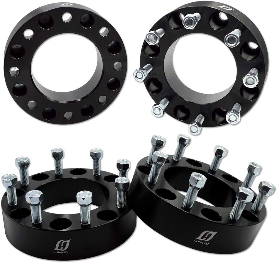 8x180 Wheel Spacers 2 inch Thick with M14x1.5 Studs, 125mm Hub Bore, Wheel Adapters, Pack of 4