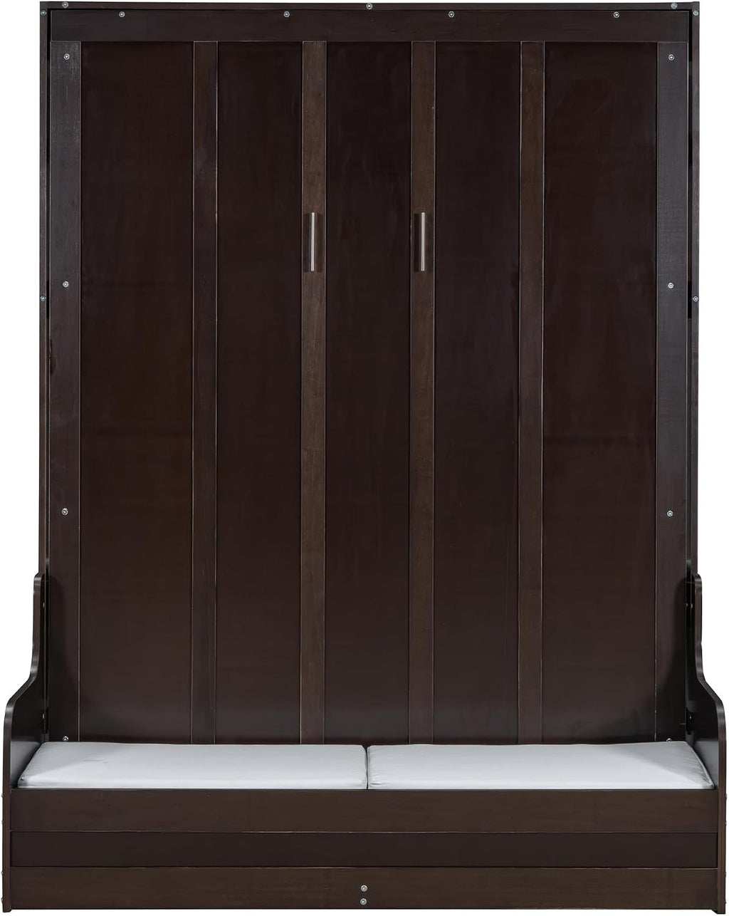 Ball & Cast Murphy Bed Wall Bed Queen Size with Cushion,Sofa Platform Bedfram Chest can be Folded,Wood Folding Hideaway w/Slat Support,Space-Saving Furniture for Guest Room,Study,Office,Espresso