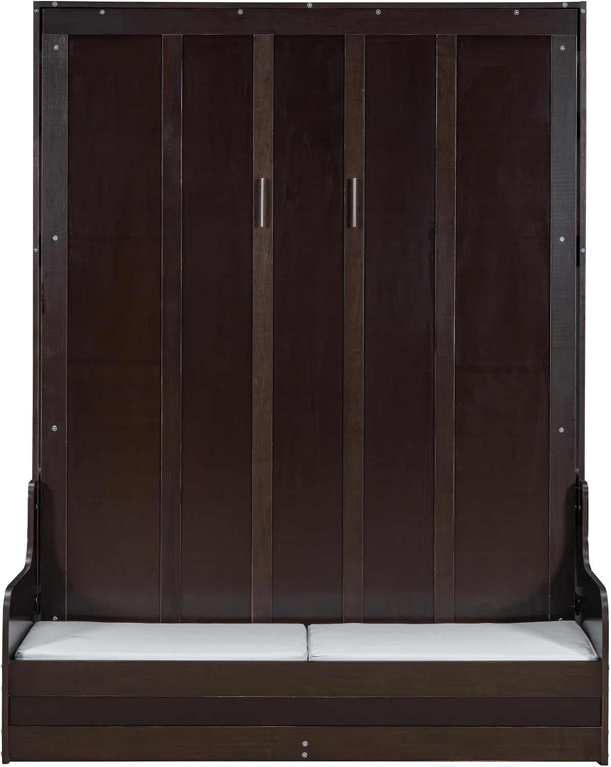 Ball & Cast Murphy Bed Wall Bed Queen Size with Cushion,Sofa Platform Bedfram Chest can be Folded,Wood Folding Hideaway w/Slat Support,Space-Saving Furniture for Guest Room,Study,Office,Espresso