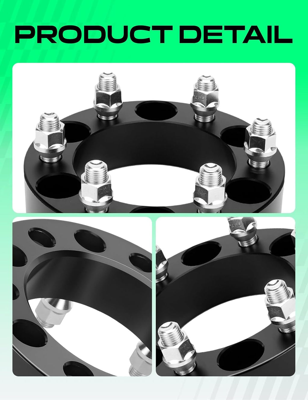 YHTAUTO 6x5.5 Wheel Spacers 1.5 inch Fits Chevrolet Silverado, Tahoe, C/K, GMC Sierra,Yukon, Cadillac Escalade, Forged 6x139.7mm Tire Spacers 38mm with M14x1.5 Studs 108mm Center Bore 4PCS, Black
