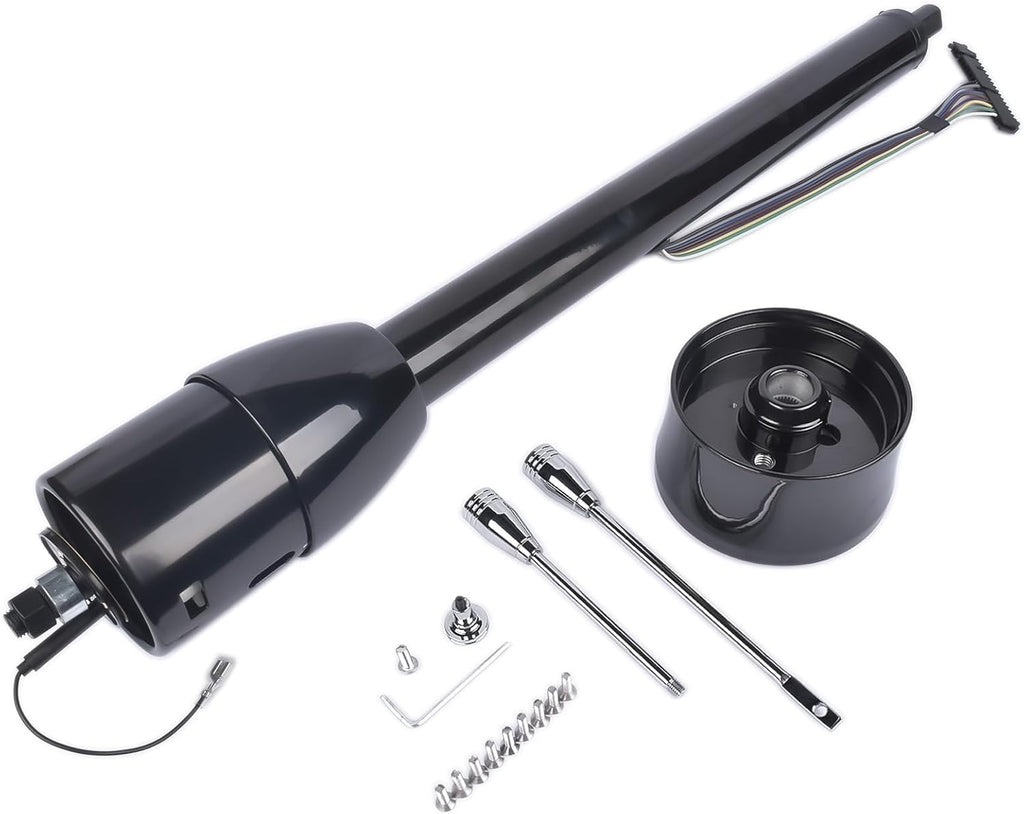 30'' Manual Tilt Steering Column w/ 9 Hole Wheel Adapter No Key Black Without Ignition Switch Stainless Steel