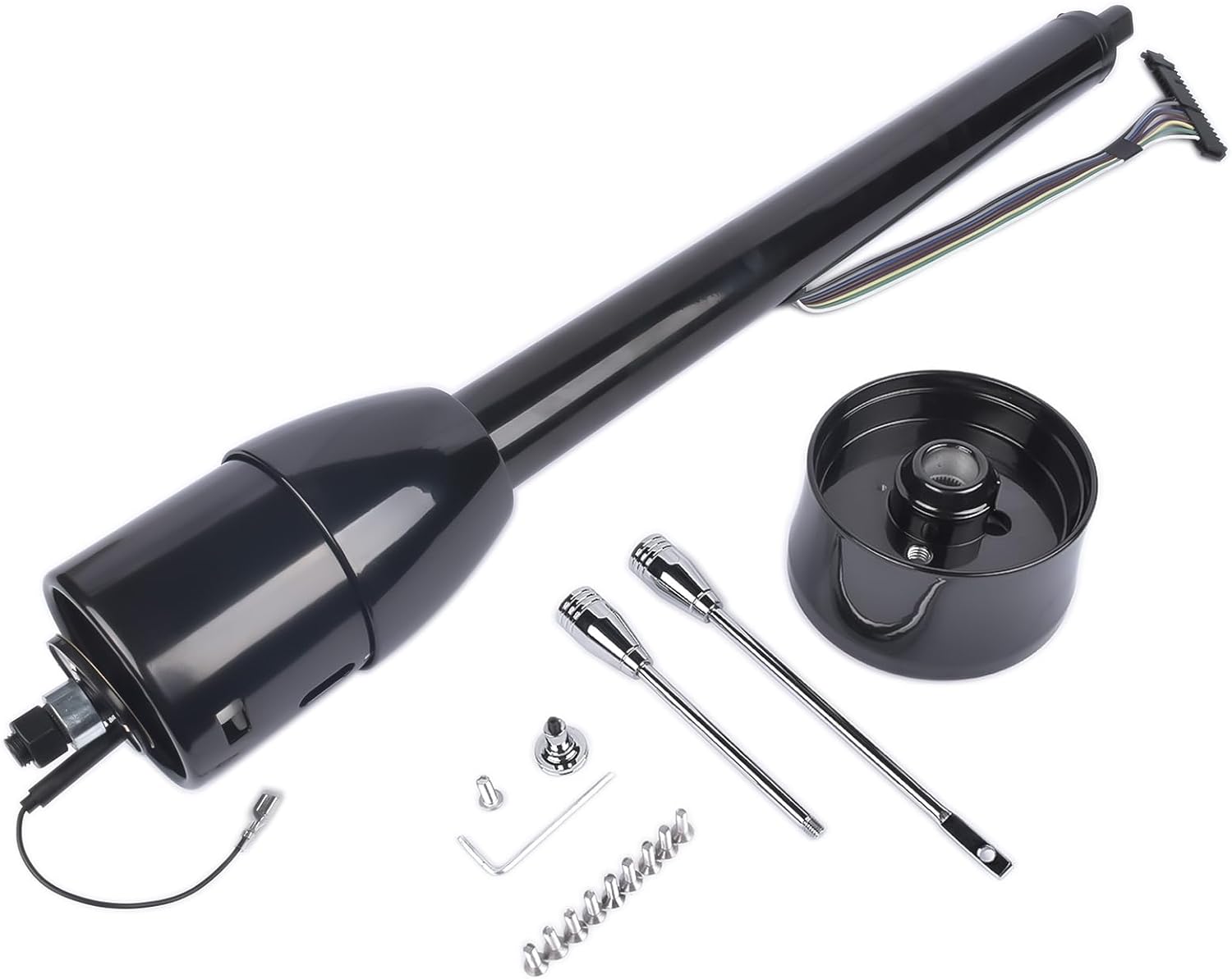 30'' Manual Tilt Steering Column w/ 9 Hole Wheel Adapter No Key Black Without Ignition Switch Stainless Steel