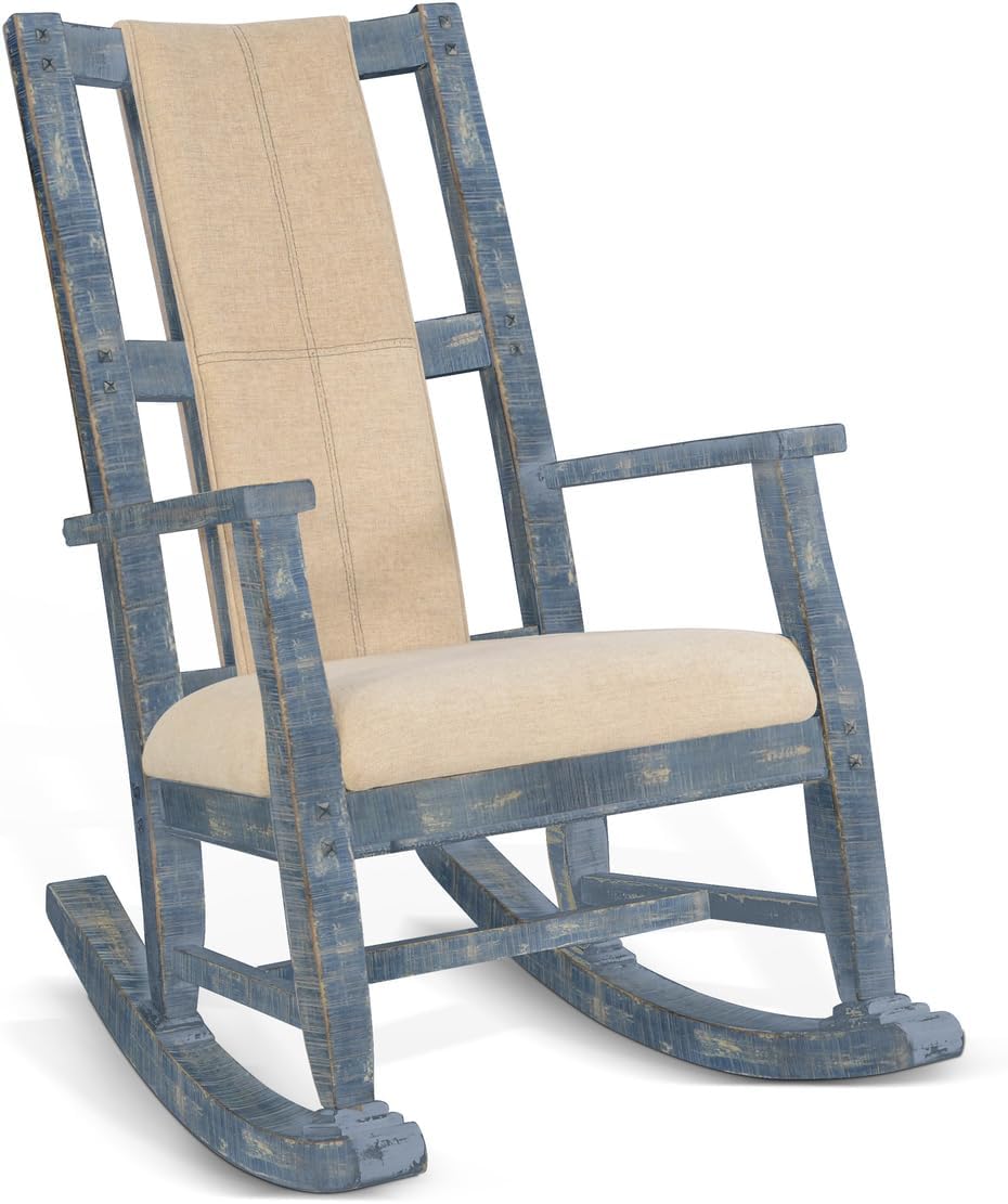 Sunny Designs Marina Mahogany Rocking Chair with Cushion Seat & Back in Blue