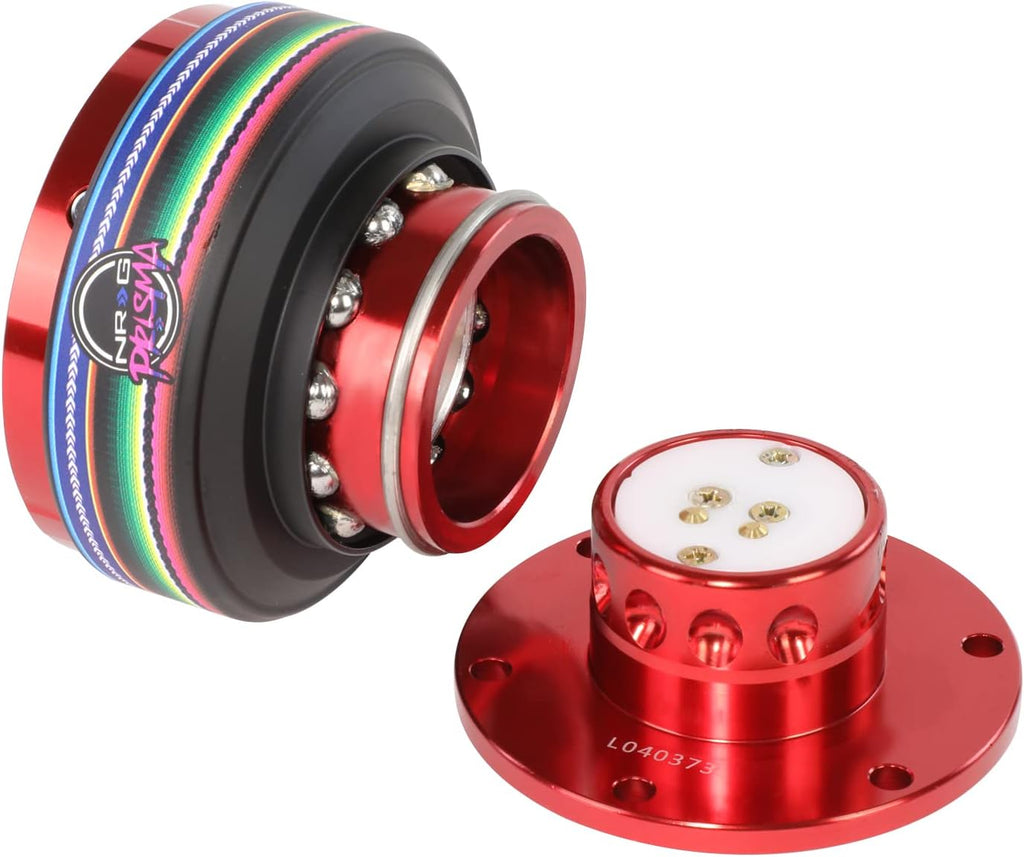 NRG Innovations Gen 2.0 Steering Wheel Quick Release Adapter 6-HOLE with Mounting Bolts, Quick Release - Red Body/Mexicali ring with Prisma Collab, NRG-SRK-200RD-MEXICALI
