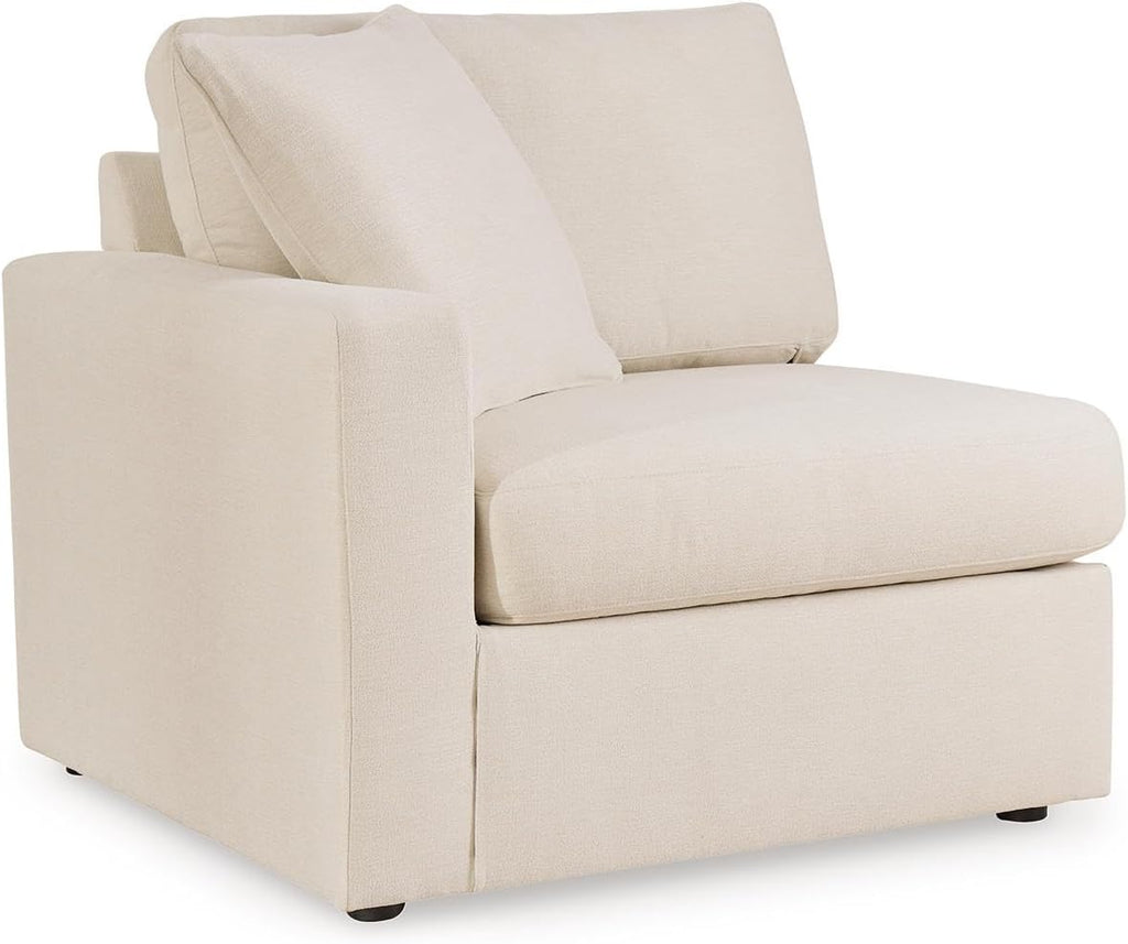 Signature Design by Ashley Modmax Stain Resistant Minimalist Modular Anti Sag Right-Arm Facing 4-Piece Sectional with Chaise, Loose Reversible Cushions and 2 Accent Pillows, White