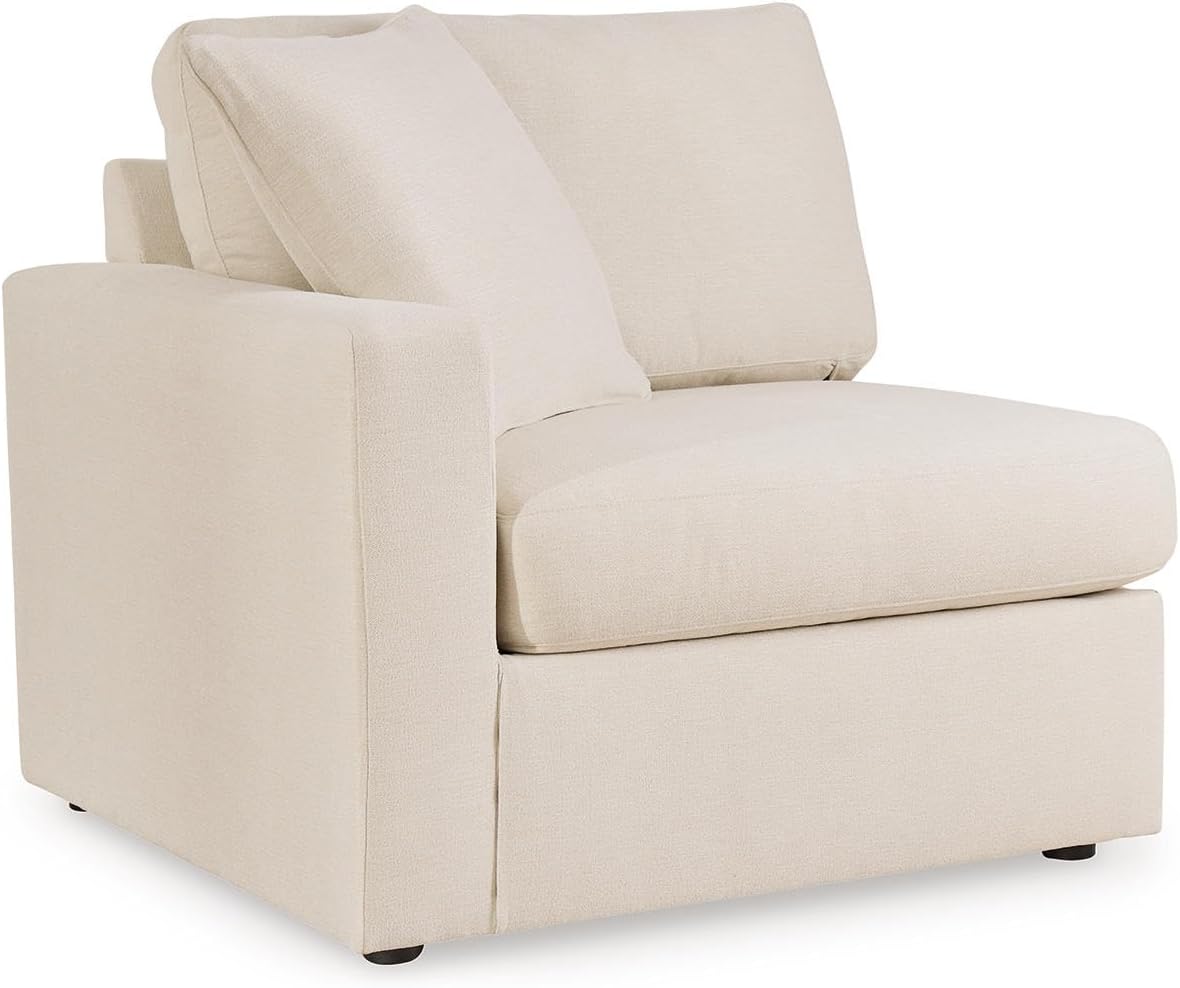Signature Design by Ashley Modmax Stain Resistant Minimalist Modular Anti Sag Right-Arm Facing 4-Piece Sectional with Chaise, Loose Reversible Cushions and 2 Accent Pillows, White