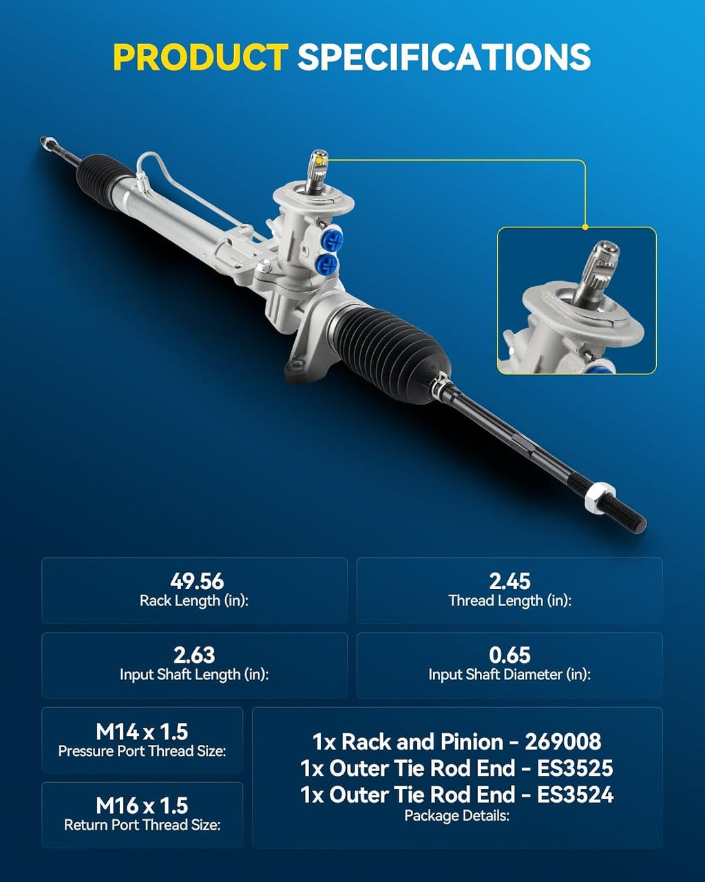 PHILTOP Hydraulic Power Steering Rack & Pinion Kit for 2000-2005 Jetta, 1998-2010 Beetle, 2000-2006 Golf, with Outer Tie Rod Ends, Replace# 26-9008