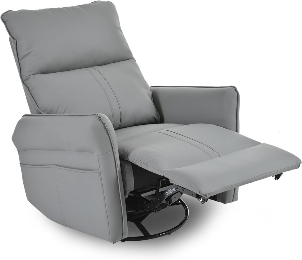cinkehome Swivel Rocker Recliner, Glider Rocker Recliner Chair for Nursery, Overstuffed Manual Reclining Chair for Small Spaces, Living Room