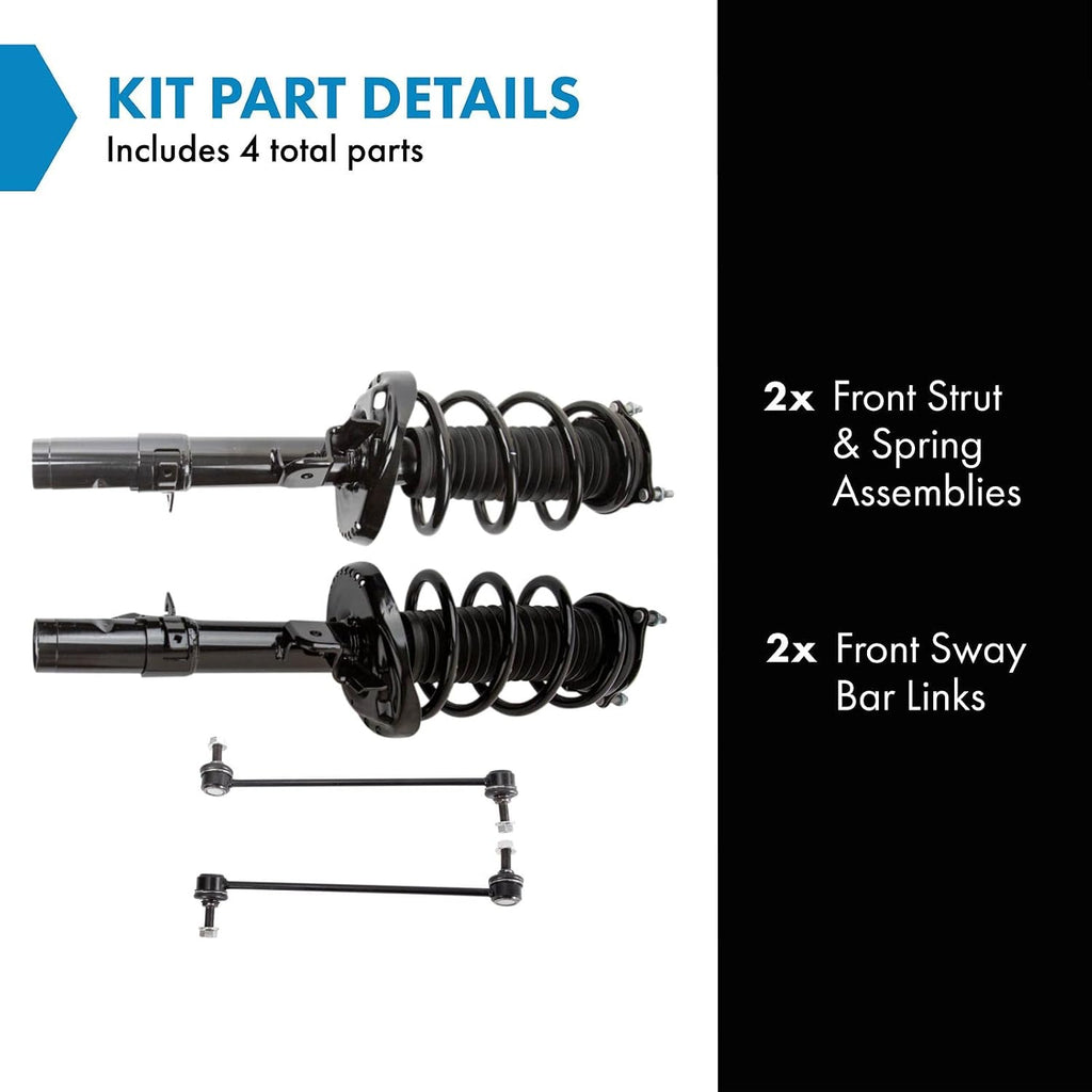 TRQ Front Suspension Kit Complete Strut & Coil Spring Assembly Sway Bar Stabilizer Link Compatible with 2017-2022 Honda Ridgeline