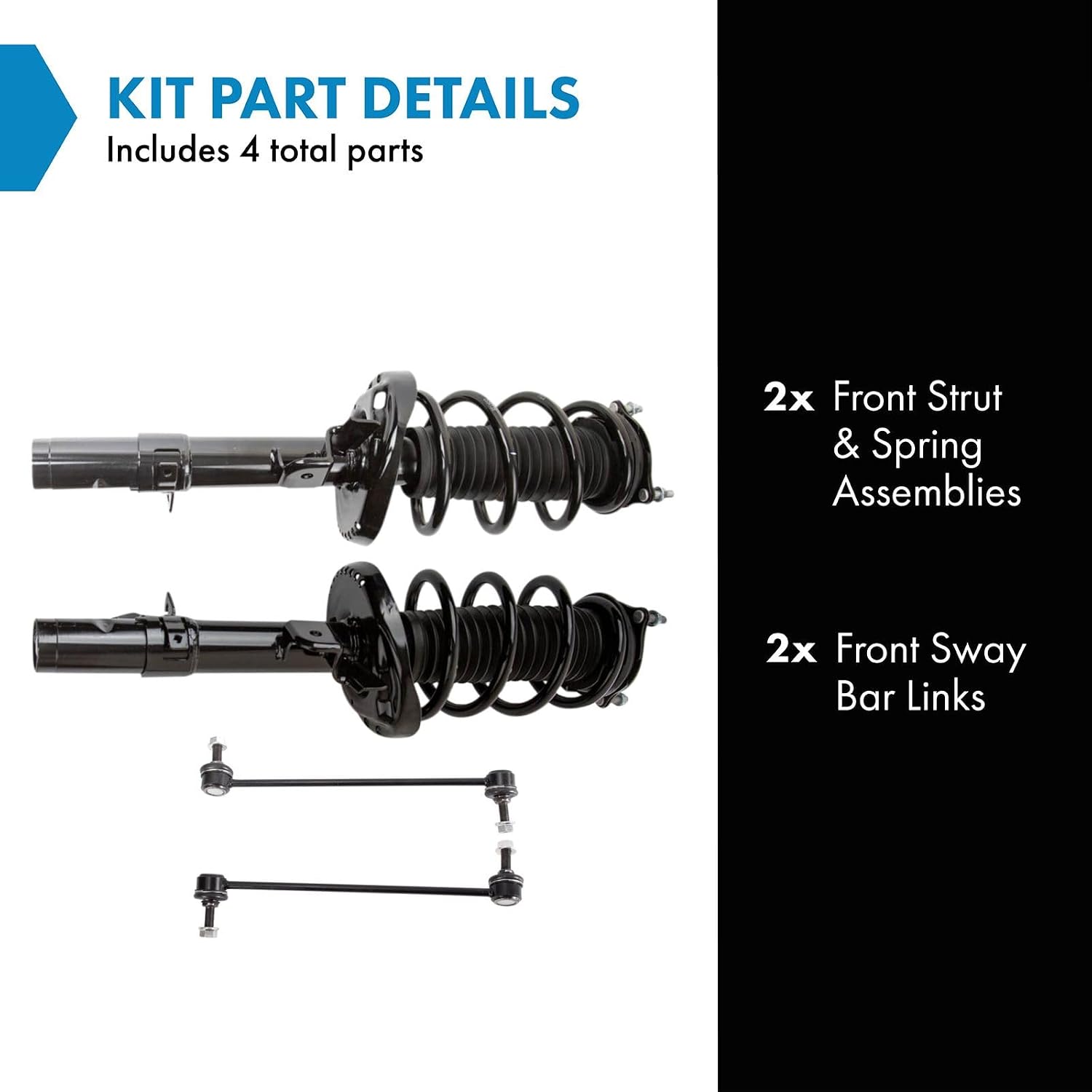 TRQ Front Suspension Kit Complete Strut & Coil Spring Assembly Sway Bar Stabilizer Link Compatible with 2017-2022 Honda Ridgeline