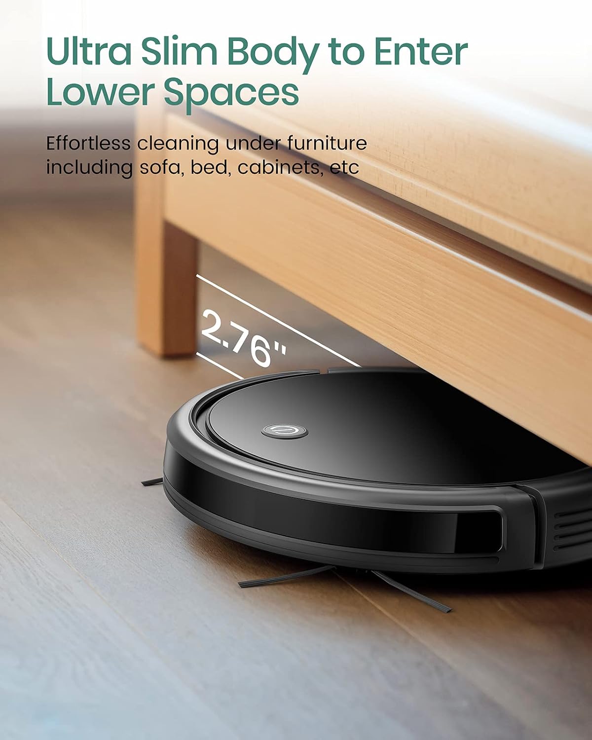 TCL Sweeva 2000 Robot Vacuum Cleaner Ultra Slim 2.76inch, 2000Pa Suction for Pet Hair, Hard Floor & Medium-Pile Carpets, 150mins Runtime, Washable Filter, WiFi & Alexa/Google Enabled