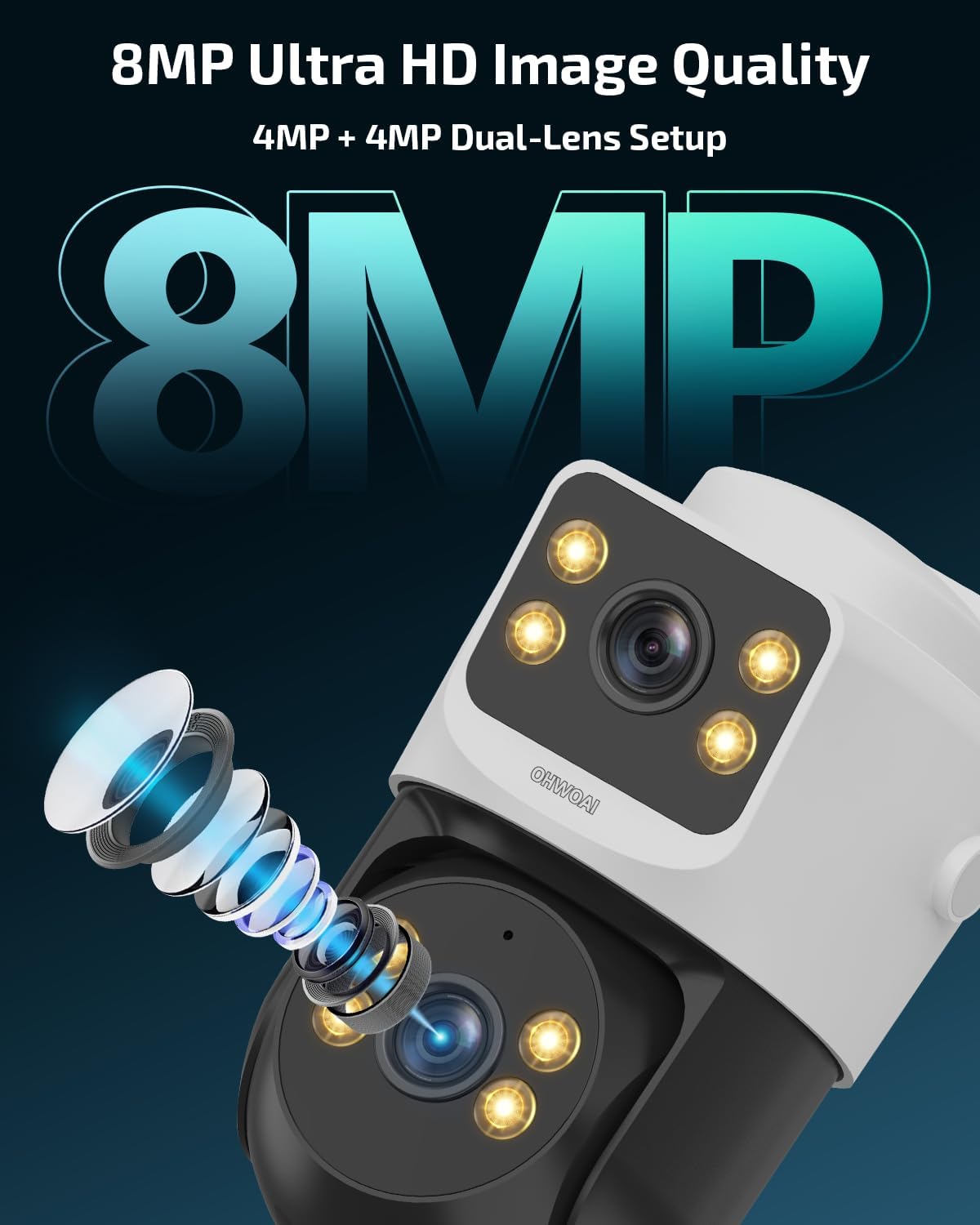 《Dual Lens & Auto Tracking》4K PoE Security Camera System Outdoor, PTZ Video Surveillance Cameras Systems, Surveillance DVR Kits