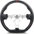 Carbon Fiber Style Steering Wheel for Nissan 370Z 2009-2020, Juke 2011-2017, Maxima 2009-2014, Fits Infiniti FX35 FX37 FX50 QX70 2009-2017, Red Stitching Flat Bottom Sport Grip Replacement