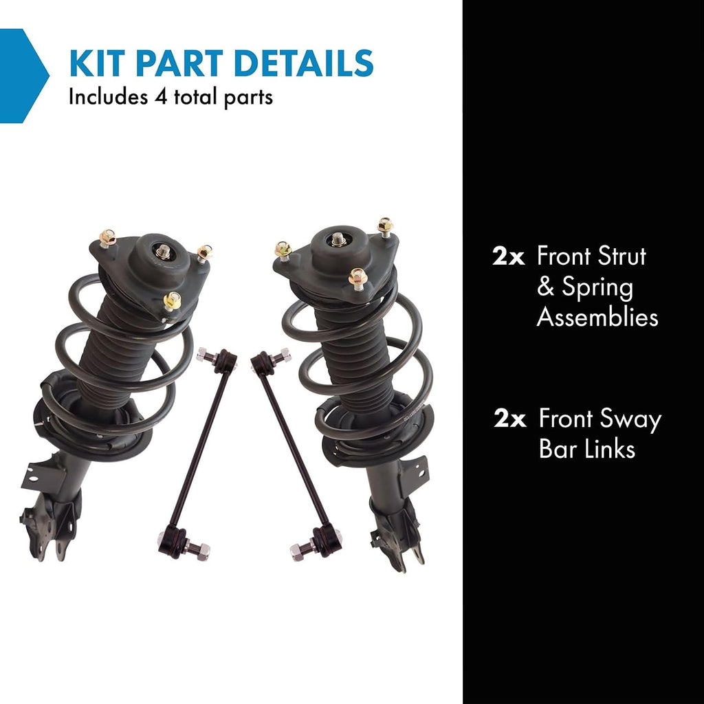 TRQ Front Suspension Kit Complete Strut & Coil Spring Assembly Sway Bar Stabilizer Link Compatible with 2012-2015 Kia Optima