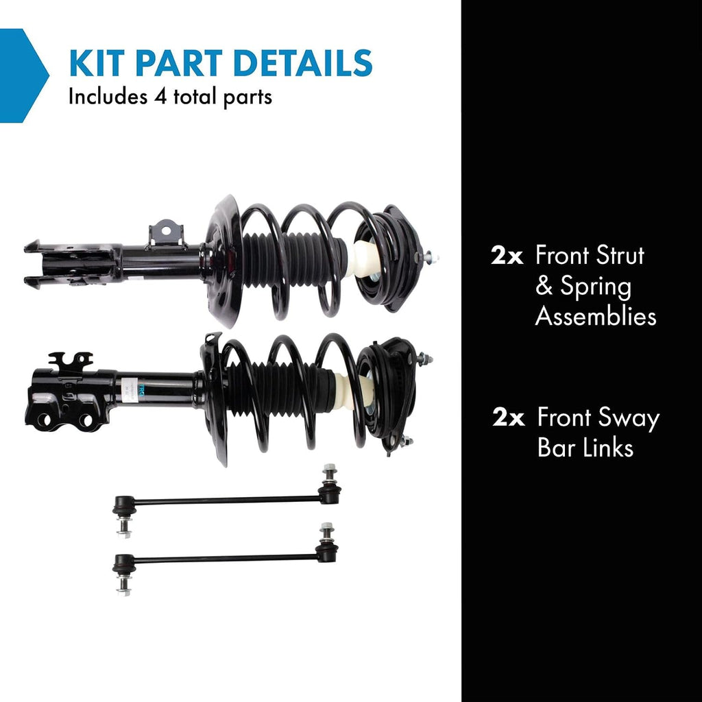 TRQ Front Suspension Kit Complete Strut & Coil Spring Assembly Sway Bar Stabilizer Link Compatible with 2016-2021 Toyota Prius 2019-2021, AWD-e 2017-2019 Prius Prime