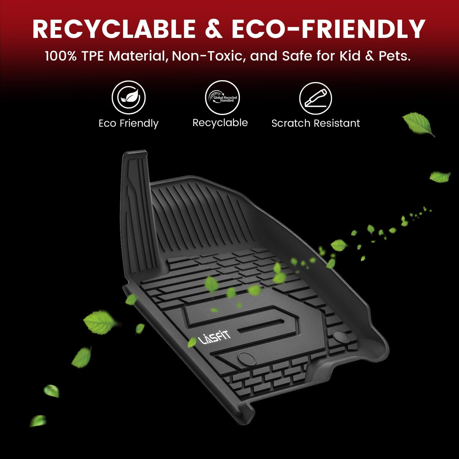 LASFIT Floor Mats 2019-2026 for Chevy Silverado/GMC Sierra 1500, 2020-2026 for 2500 HD/3500 HD, Crew Cab & Bucket Seat Only (Fit with Rear Under-Seat Storage Box, Not Fit 2nd Row Plastic Box), Black