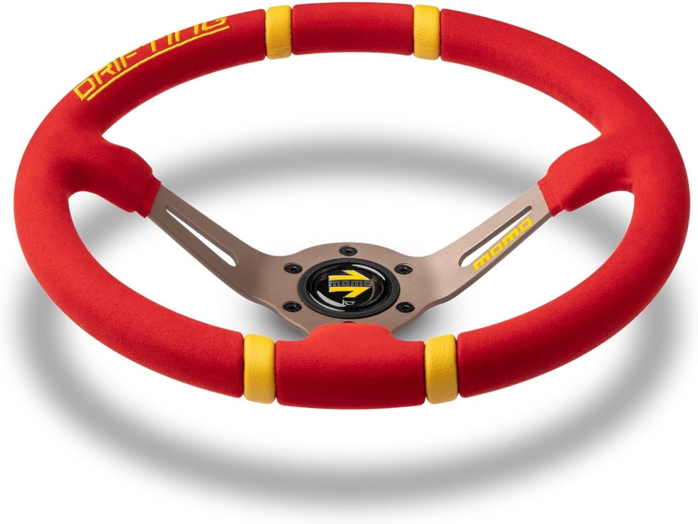 MOMO Drifting Microfiber Steering Wheel 350mm – Red Microfiber/Anthracite Spokes