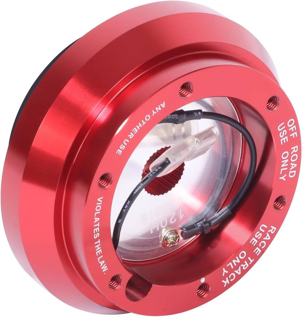 NRG Innovations Racing Style Steering Wheel Short Hub, Lockable Aluminum Steering Shaft, 6x70mm Bolt Pattern Quick Release Adapter Unit, For Toyota/Scion, Red, NRG-SRK-120H-RD