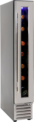 Koolatron 7 Bottle Wine Fridge Cabinet Built-In Cooler with Glass Door Front Vent Compressor Refrigerator For Beverage Can Bar Red White & Sparkling Wine Champagne 0.6 cu ft (Silver Black 18 L)