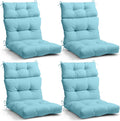 EAGLE PEAK Tufted Outdoor/Indoor High Back Patio Chair Cushions, 4 Pack, 46'' x 22'', Aqua Blue