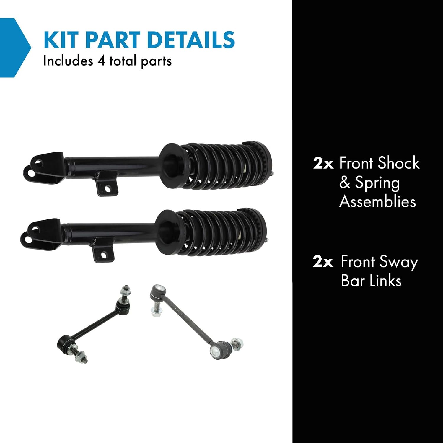 TRQ Front Suspension Kit Shock & Spring Strut Assembly Sway Bar Stabilizer Link Compatible with 2005-2010 Chrysler 300 2006-2010 Dodge Charger 2005-2008 Magnum