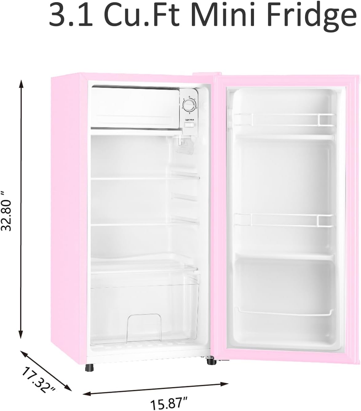 HAILANG 3.1 Cu.Ft Mini Fridge with Freezer, Single Door Mini Refrigerator, 5 Settings Temperature Adjustable, Compact Refrigerator for Apartment,Dorm, Office, Bedroom
