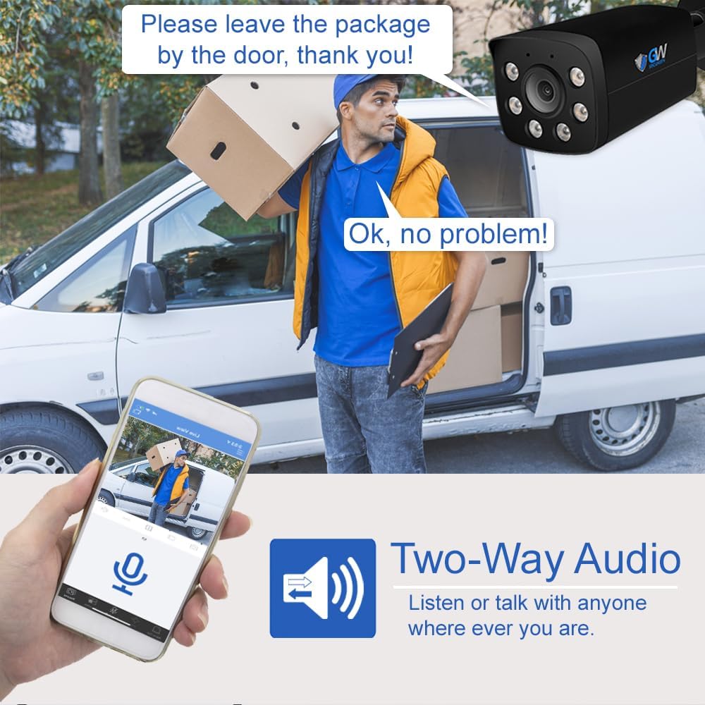 GW Security 16 Channel 12MP NVR 4K Two-Way Audio Full Color Night Vision Security Camera System with 16 x 8MP 4K Outdoor Indoor PoE Security Camera, Face Recognition/Human/Vehicle AI Detection