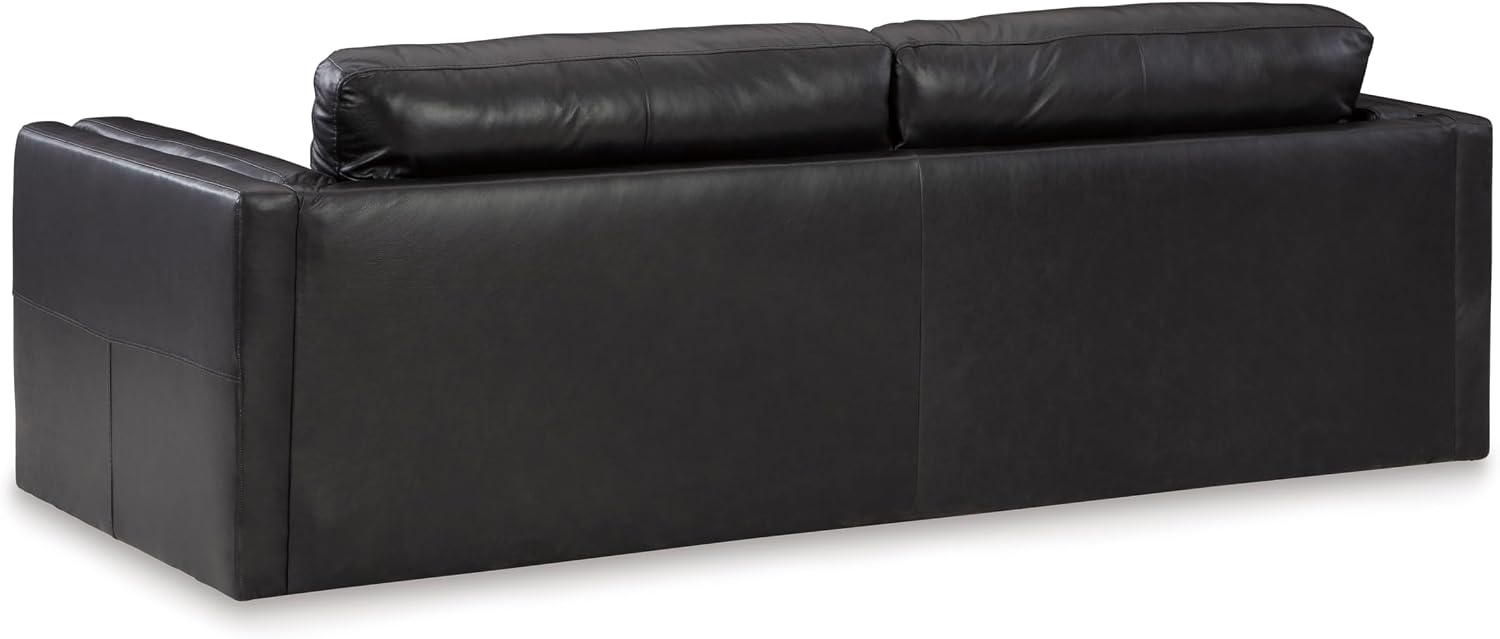 Signature Design by Ashley Amiata Modern Leather Match Sofa with Non-skid Legs, Black