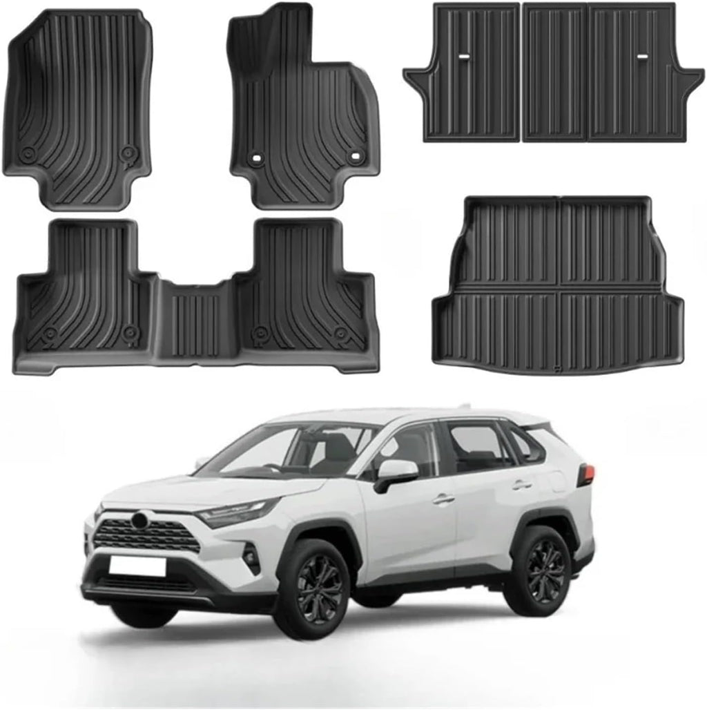 Car Floor Mats Compatible with Toyota RAV4 2024-2019 Right-Hand Drive Cargo Liner Trunk Pad TPE 3D Foot Mat(Red)