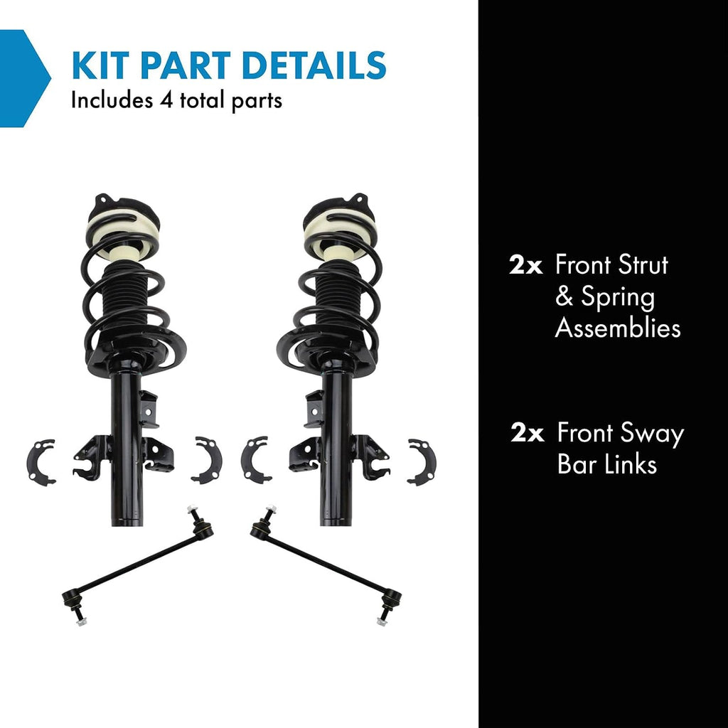 TRQ Front Suspension Kit Complete Strut & Coil Spring Assembly Sway Bar Stabilizer Link Compatible with 2015-2017 Chrysler 200