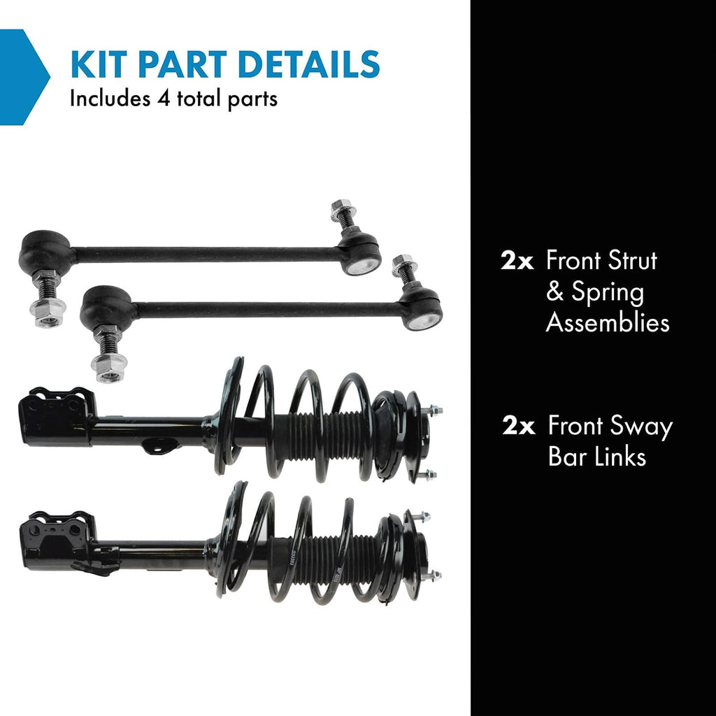 TRQ Front Suspension Kit Complete Strut & Coil Spring Assembly Sway Bar Stabilizer Link Compatible with 2010-2015 Lexus RX350 RX450h